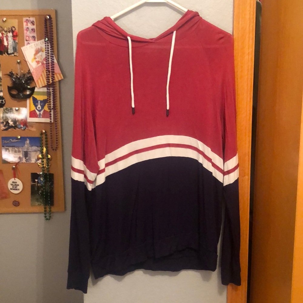 red and blue hoodie